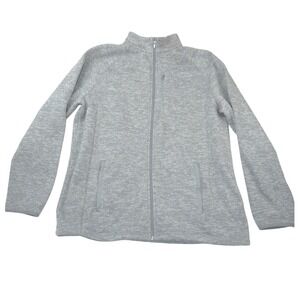 George Mens XL Gray Space Dye Full Zip Fleece Lined Jacket Mock Neck Outerwear